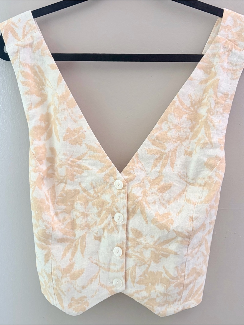NWT Abercrombie & Fitch Floral Linen-Blend Vest Top Crop Tank - Size Large